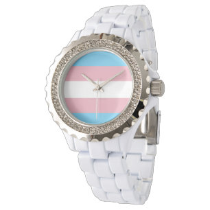 SlipperyJoe's transgender trotskleurvlag zichtbaar Horloge