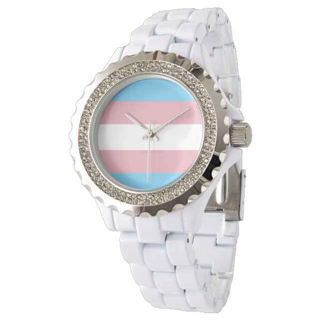 SlipperyJoe's transgender trotskleurvlag zichtbaar Horloge (Gekanteld)