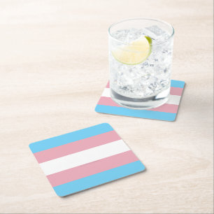 SlipperyJoe's transgender trotskleurvlag zichtbaar Kartonnen Onderzetters