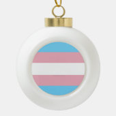 SlipperyJoe's transgender trotskleurvlag zichtbaar Keramische Bal Ornament (Voorkant)