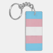 SlipperyJoe's transgender trotskleurvlag zichtbaar Sleutelhanger (Voorkant Links)