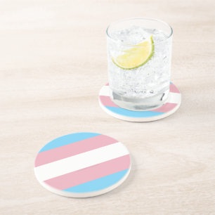 SlipperyJoe's transgender trotskleurvlag zichtbaar Zandsteen Onderzetter