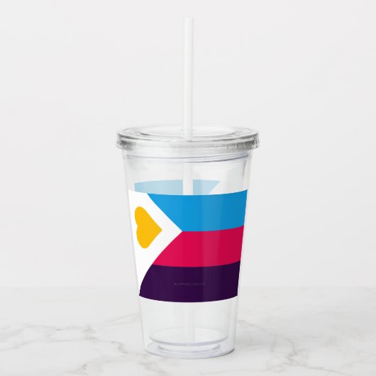SlipperyJoe's Tricolor Polyamory Pride Flag LGBTQI Acryl Drinkbeker (Voorkant)
