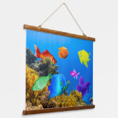 SlipperyJoe's tropische groene blauwpil Hangend Wandkleed (Gebogen)