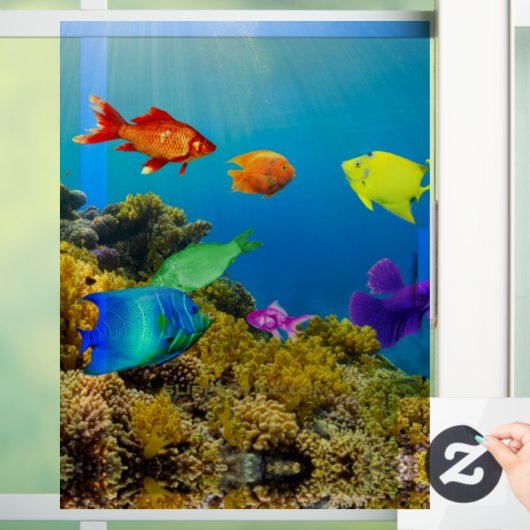 SlipperyJoe's tropische groene blauwpil Raamsticker (Huis)