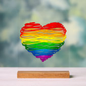 SlipperyJoe's trots gekrabbeld hart vorm tekening Acryl Bord (Neutraal)