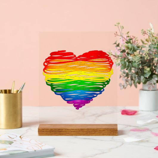 SlipperyJoe's trots gekrabbeld hart vorm tekening Acryl Bord (Huwelijk)