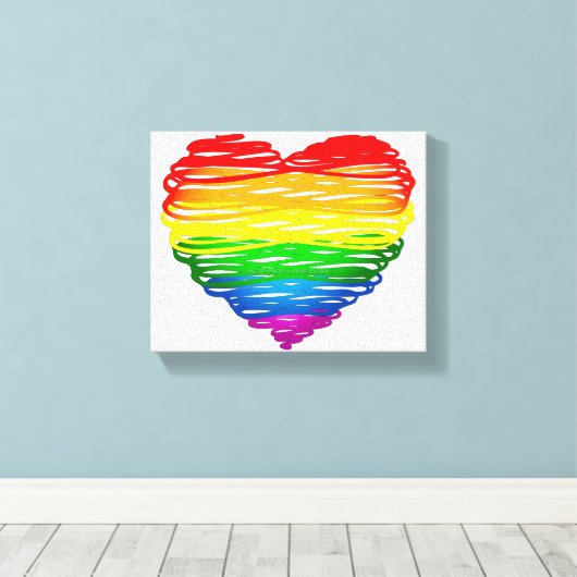 SlipperyJoe's trots gekrabbeld hart vorm tekening Canvas Afdruk (Insitu (Houten vloer))