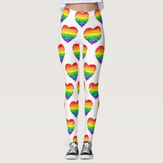 SlipperyJoe's trots gekrabbeld hart vorm tekening Leggings (Voorkant)