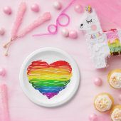 SlipperyJoe's trots gekrabbeld hart vorm tekening Papieren Bordje (Feest)