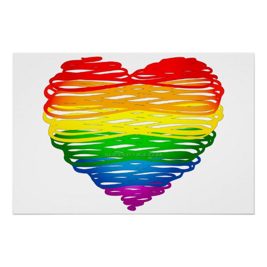 SlipperyJoe's trots gekrabbeld hart vorm tekening Perfect Poster (Voorkant)