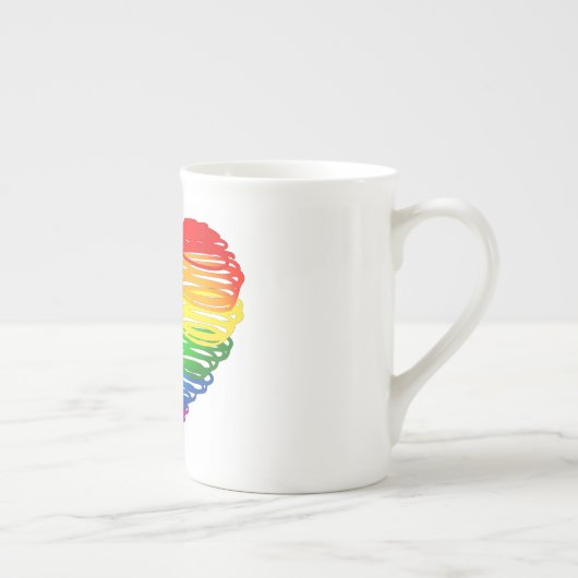 SlipperyJoe's trots gekrabbeld hart vorm tekening Porselein Kop (Rechts)