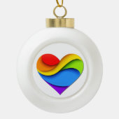 SlipperyJoe's trots hart kromt vorm 3-D drie-d Keramische Bal Ornament (Voorkant)