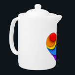 SlipperyJoe's trots hart kromt vorm 3-D drie-d Theepot<br><div class="desc">SlipperyJoe's trotse hart krommen vorm 3-D driedimensionale look regenboog viert liefde kunstzinnige visueel aantrekkelijke kleuren gay pride geschenken LGBTQIA rood sinaasappel geel groen blauw paarse gladde golf-achtige uitstraling levendig dynamisch bewegend grafisch ontwerp</div>