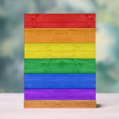 SlipperyJoe's trots houten vlag horizontale regenb Acryl Bord (Neutraal)