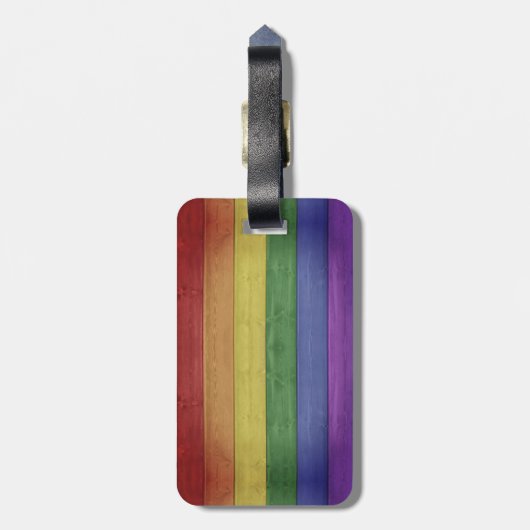 SlipperyJoe's trots houten vlag horizontale regenb Bagagelabel (Achterkant verticaal)