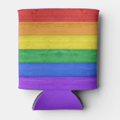 SlipperyJoe's trots houten vlag horizontale regenb Blikjeskoeler (Voorkant)