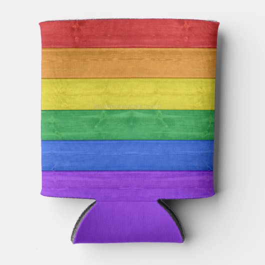 SlipperyJoe's trots houten vlag horizontale regenb Blikjeskoeler (Voorkant)