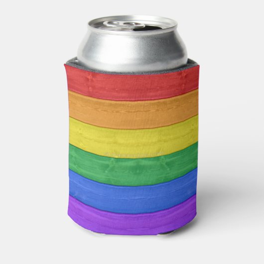 SlipperyJoe's trots houten vlag horizontale regenb Blikjeskoeler (Blikje Achterkant)