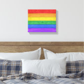 SlipperyJoe's trots houten vlag horizontale regenb Canvas Afdruk (Insitu (Slaapkamer))