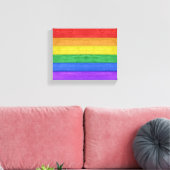 SlipperyJoe's trots houten vlag horizontale regenb Canvas Afdruk (Insitu (Woonkamer))