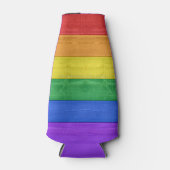 SlipperyJoe's trots houten vlag horizontale regenb Flesjeskoeler (Voorkant)