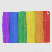 SlipperyJoe's trots houten vlag horizontale regenb Golfhanddoek (Horizontaal)