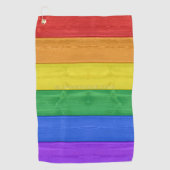 SlipperyJoe's trots houten vlag horizontale regenb Golfhanddoek (Voorkant)