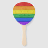 SlipperyJoe's trots houten vlag horizontale regenb Handwaaier (Voorkant)