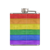 SlipperyJoe's trots houten vlag horizontale regenb Heupfles (Achterkant)