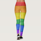 SlipperyJoe's trots houten vlag horizontale regenb Leggings (Achterkant)