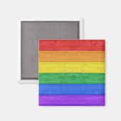 SlipperyJoe's trots houten vlag horizontale regenb Magneet (Voorkant / Achterkant)