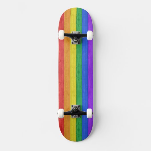 SlipperyJoe's trots houten vlag horizontale regenb Persoonlijk Skateboard (Voorkant)