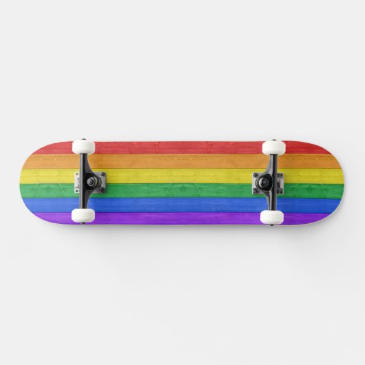 SlipperyJoe's trots houten vlag horizontale regenb Persoonlijk Skateboard (Horizontaal)
