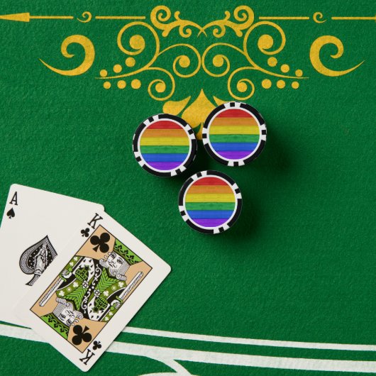 SlipperyJoe's trots houten vlag horizontale regenb Poker Chips (Pokertafel (Stack))