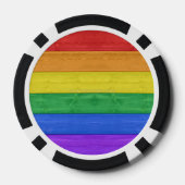 SlipperyJoe's trots houten vlag horizontale regenb Poker Chips (Achterkant)