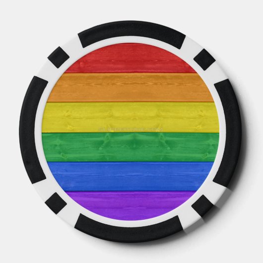 SlipperyJoe's trots houten vlag horizontale regenb Poker Chips (Achterkant)