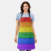 SlipperyJoe's trots houten vlag horizontale regenb Schort (Gedragen)