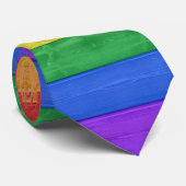 SlipperyJoe's trots houten vlag horizontale regenb Stropdas (Opgerold)