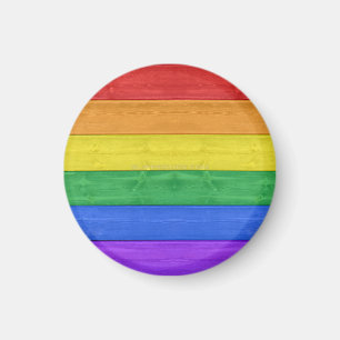 SlipperyJoe's trots houten vlag regenboog kleuren Magneet