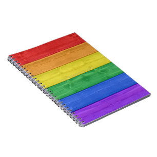 SlipperyJoe's trots houten vlag regenboog kleuren Notitieboek