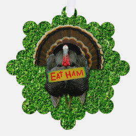 SlipperyJoe's trotse kalkoen eet ham rode lel hang Ornament Kaart
