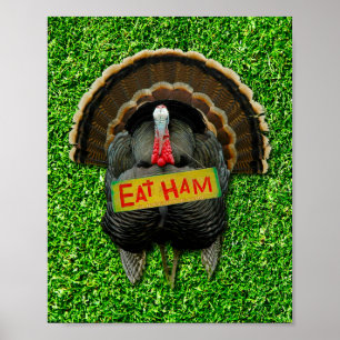 SlipperyJoe's trotse kalkoen eet ham rode lel hang Poster