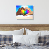 SlipperyJoe's twee hartelijke handen interraciale Canvas Afdruk (Insitu (Slaapkamer))