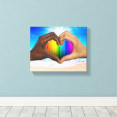 SlipperyJoe's twee hartelijke handen interraciale Canvas Afdruk (Insitu (Houten vloer))