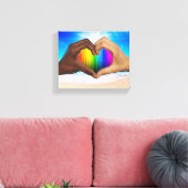 SlipperyJoe's twee hartelijke handen interraciale Canvas Afdruk (Insitu (Woonkamer))