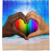 SlipperyJoe's twee hartelijke handen interraciale  Douchegordijn (Voorkant)