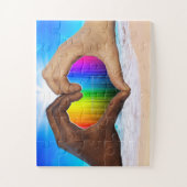 SlipperyJoe's twee hartelijke handen interraciale  Legpuzzel (Verticaal)