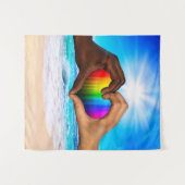 SlipperyJoe's twee hartelijke handen interraciale  Wandkleed (Voorkant (horizontaal))