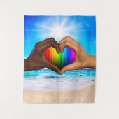 SlipperyJoe's twee hartelijke handen interraciale  Wandkleed (Voorkant)